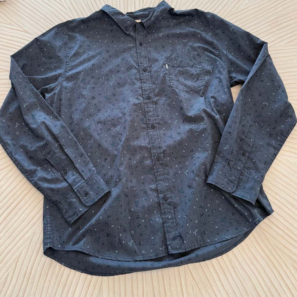 Levi's Long Sleeve Blue Abstract Pattern Button Up Shirt Men's XXL